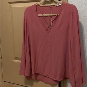 Long sleeve mauve tunic blouse.